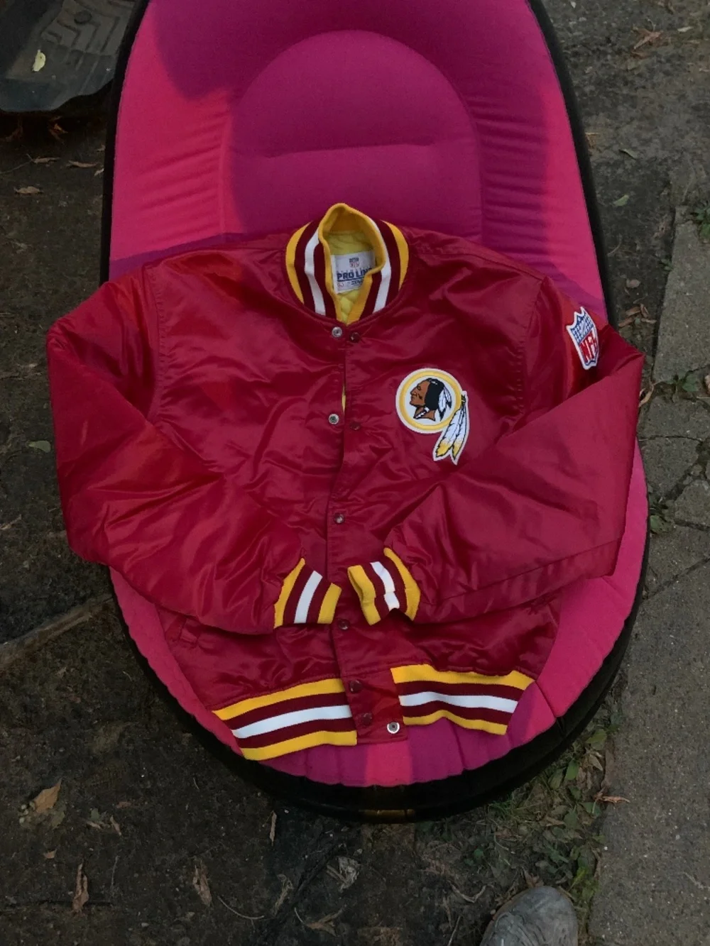 STARTER Burgundy and Yellow Washington Redskins Satin Jacket